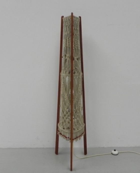 Image 1 of Staande vintage macramé lamp