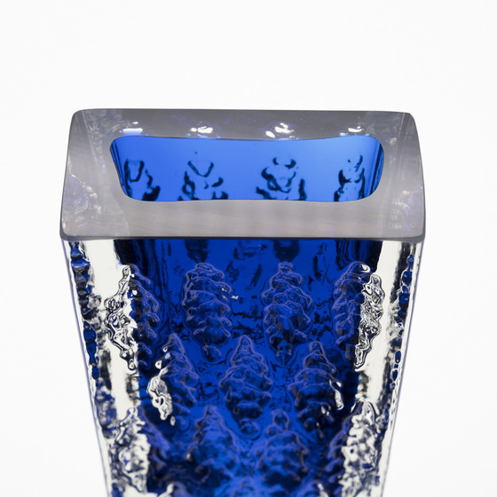 Image 1 of Blauw Blokglas Vaas Duo Kurt Wokan Ingrid Glas Eisglas Borckenglas Retro