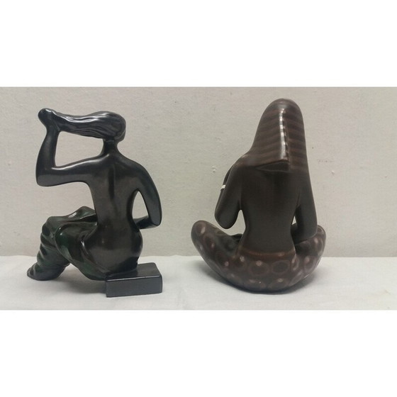 Image 1 of Vintage geglazuurde keramische beelden van naakte vrouwen, Tsjecho-Slowakije 1960