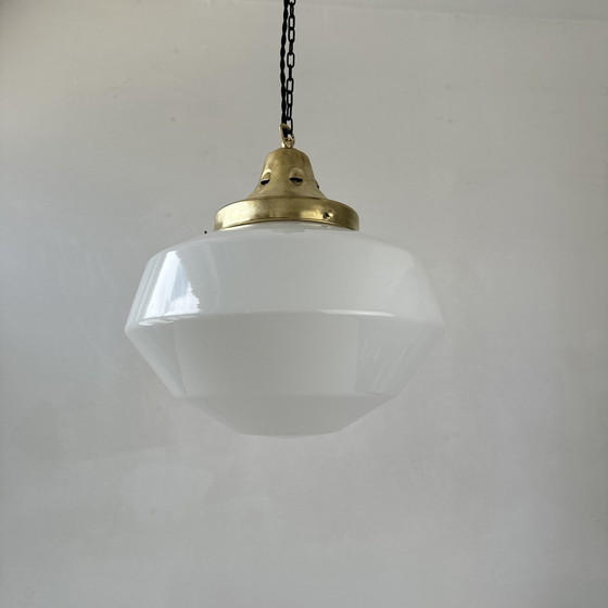 Image 1 of Antieke Opaline Hanglamp Xxl 34 Cm Art-Deco