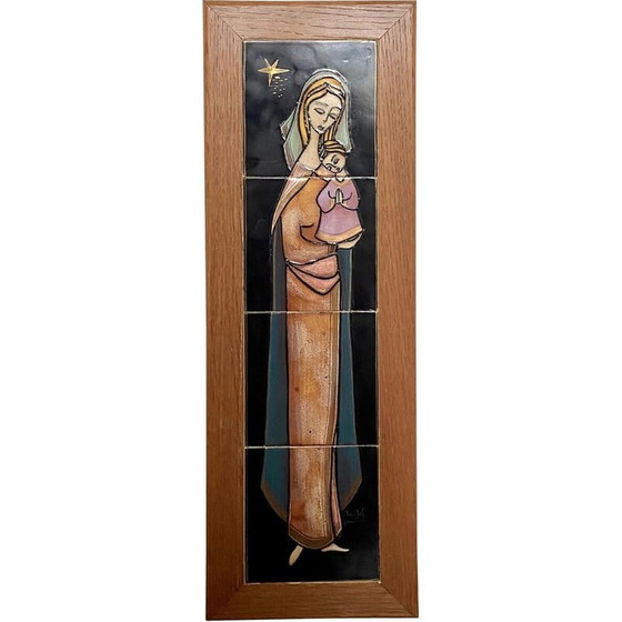 Image 1 of Vintage religieuze tegel "Madonna en kind" van Mcm, 1970