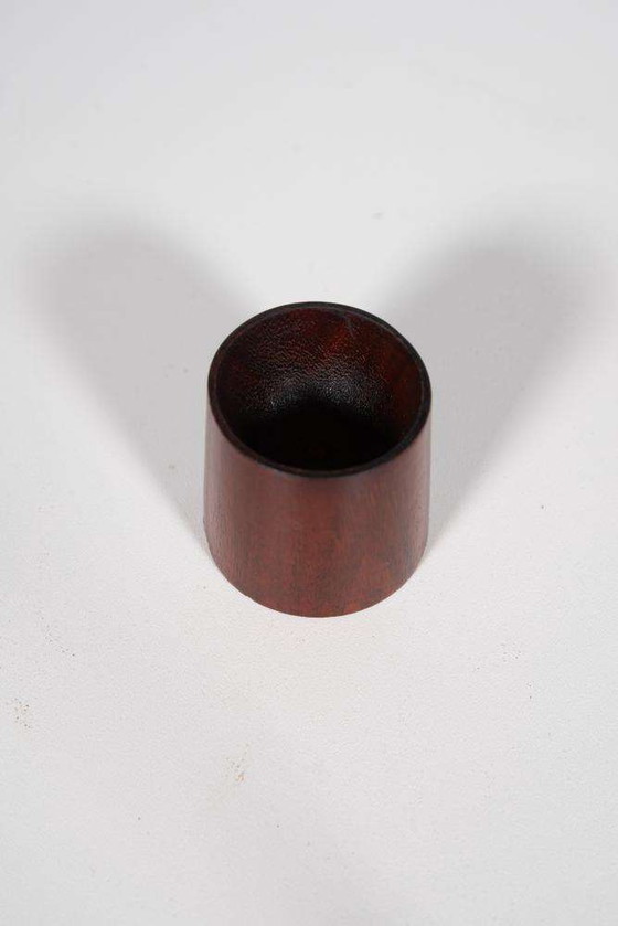 Image 1 of Vintage set teakhouten eierdophouders, midmod egg holders