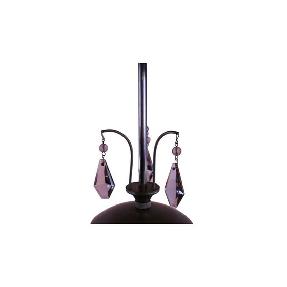 Image 1 of Vintage art deco hanglamp met kristallen prisma's, 1930