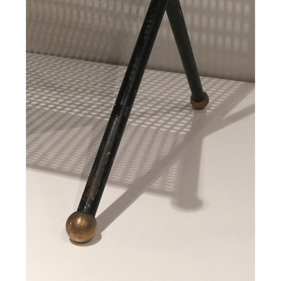 Image 1 of Vintage tijdschriftenrek van zwart gelakt metaal en messing, Frankrijk 1950