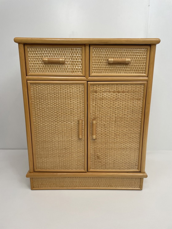 Image 1 of Vintage rotan bamboe kast / commode 