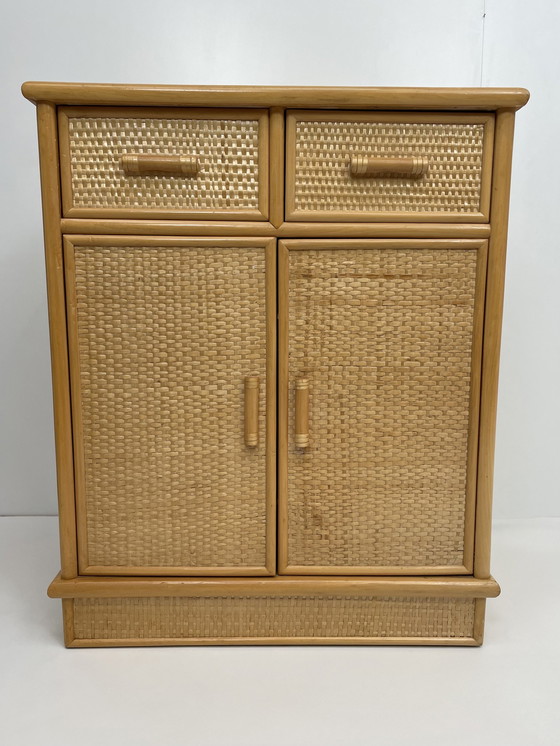 Image 1 of Vintage rotan bamboe kast / commode 