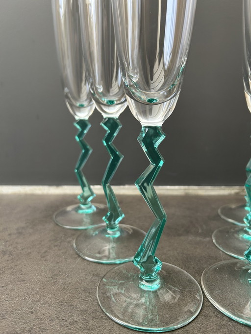 6x Vintage Schott Zwiesel champagneglazen