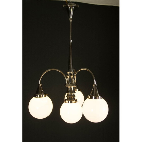 Image 1 of Vintage kroonluchter van chroom met 4 vlammen, 1930