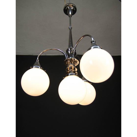 Image 1 of Vintage kroonluchter van chroom met 4 vlammen, 1930