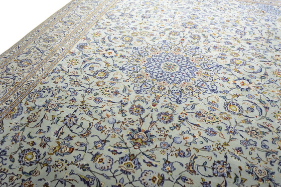 Image 1 of Handgeknoopt Keshan Pistachegroen Oosters Tapijt - 405 X 303 Cm