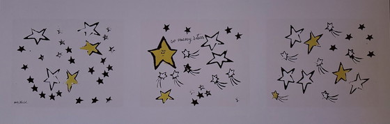 Image 1 of Andy Warhol: "So Many Stars, C.1958 (Triptych)". Gesigneerd In De Plaat.