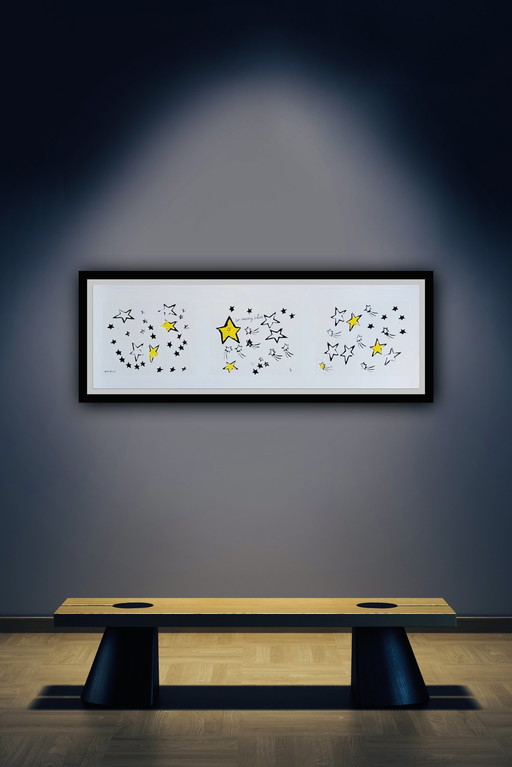 Andy Warhol: "So Many Stars, C.1958 (Triptych)". Gesigneerd In De Plaat.