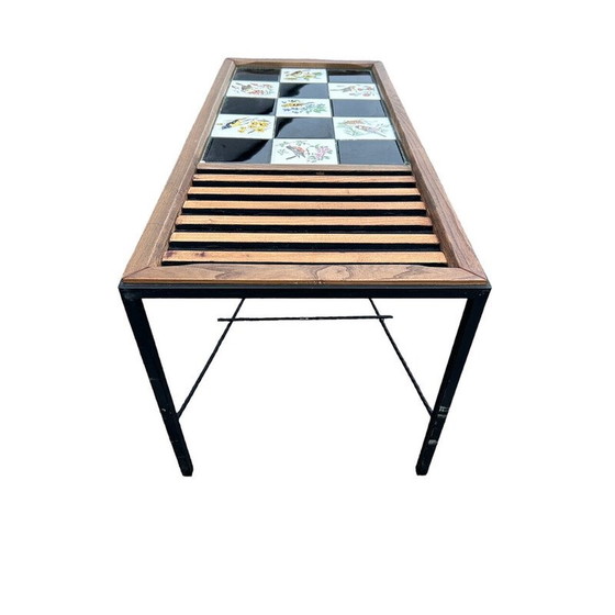 Image 1 of Vintage salontafel van hout en smeedijzer, 1950
