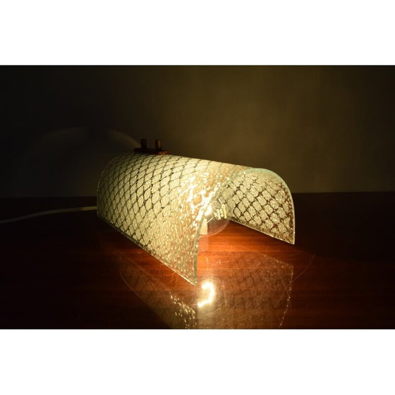 Image 1 of Vintage wandlamp van glas, hout en metaal, Duitsland 1980