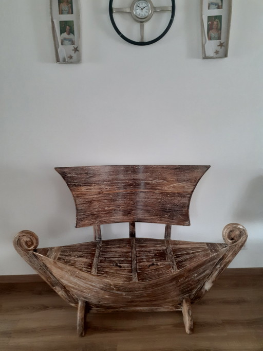 Hout boot bankje