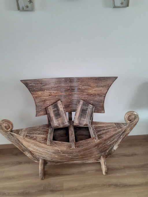 Hout boot bankje