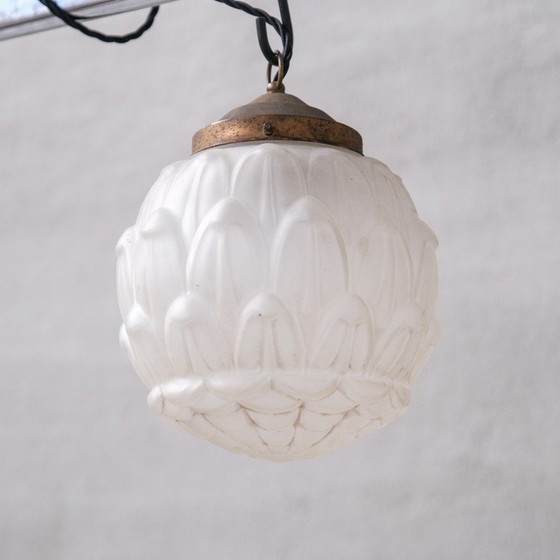 Image 1 of Vintage glazen hanglamp, Frankrijk 1930