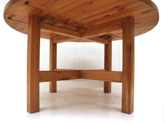 Image 1 of Ronde Vintage Massief Grenen Eettafel Norden Van Ikea Uit De Jaren ’70. 