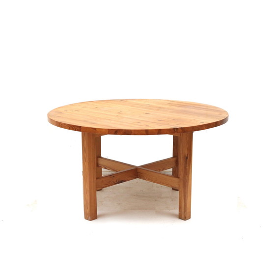 Image 1 of Ronde Vintage Massief Grenen Eettafel Norden Van Ikea Uit De Jaren ’70. 