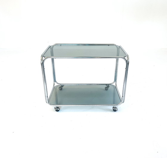 Image 1 of Chroom & rookglas trolley 