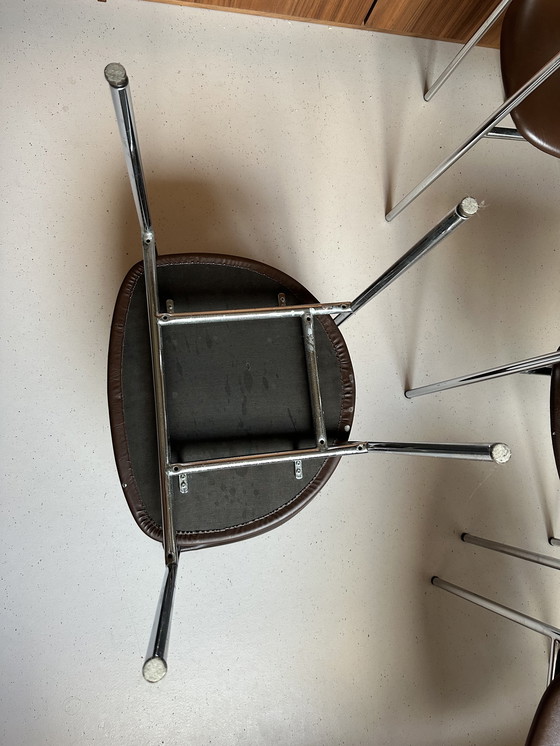 Image 1 of 4x Vintage stoelen leer aluminum