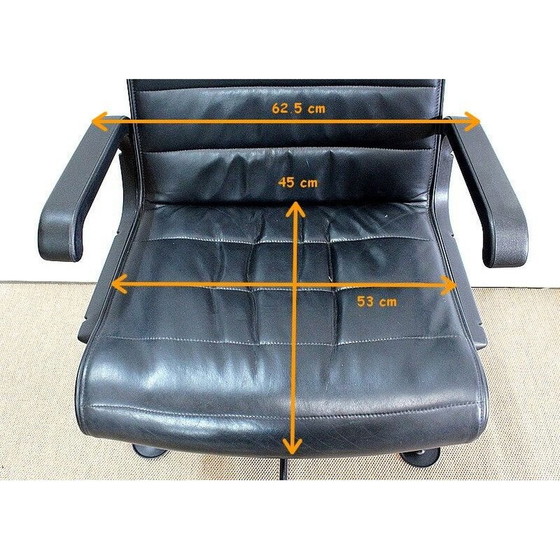 Image 1 of Paar vintage leren bureaustoelen van Richard Sapper voor Knoll, 1979