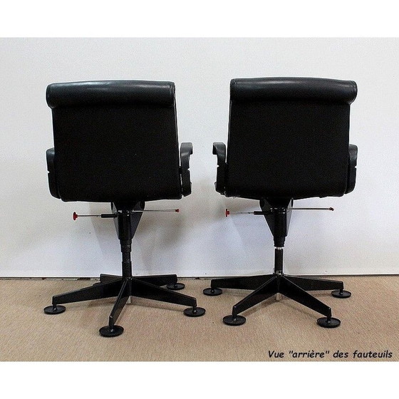 Image 1 of Paar vintage leren bureaustoelen van Richard Sapper voor Knoll, 1979
