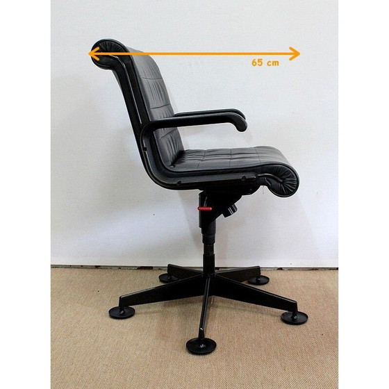 Image 1 of Paar vintage leren bureaustoelen van Richard Sapper voor Knoll, 1979