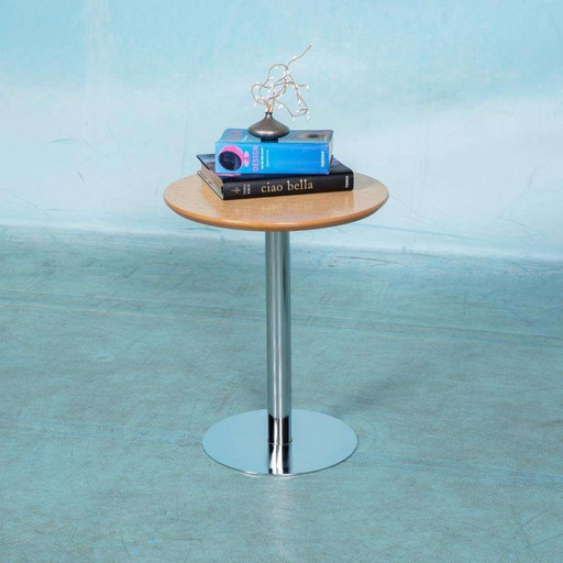 Minimalist burlwood bijzettafel space age round sidetable