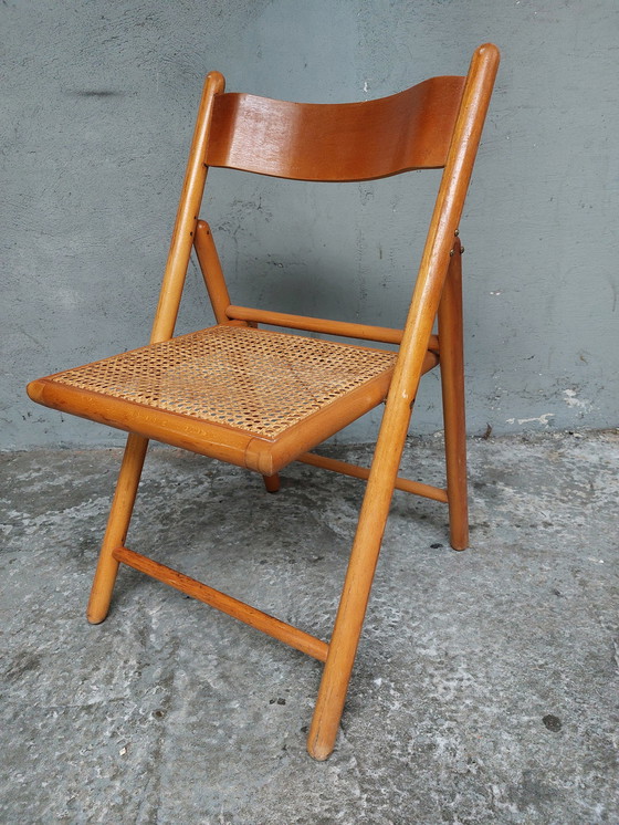 Image 1 of 4x Mid Century Ikea inklapbare eetkamerstoelen