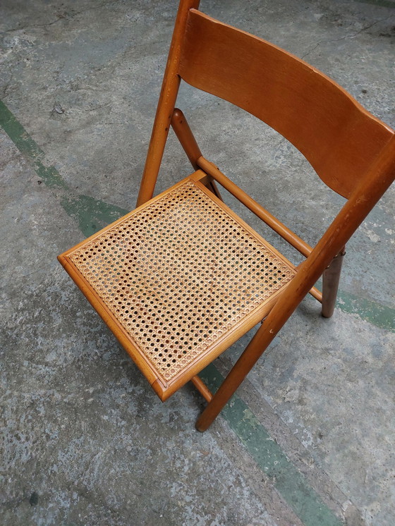 Image 1 of 4x Mid Century Ikea inklapbare eetkamerstoelen