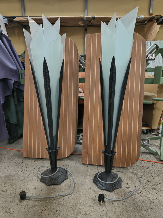 Image 1 of 2X Staande Lamp Fins Design '50 Jaren