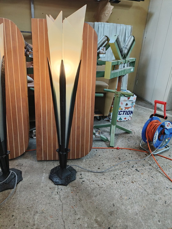 Image 1 of 2X Staande Lamp Fins Design '50 Jaren