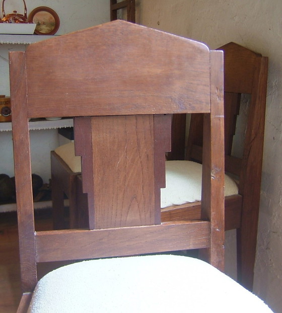 Image 1 of 3x Art Deco Haagse school bijzet stoelen