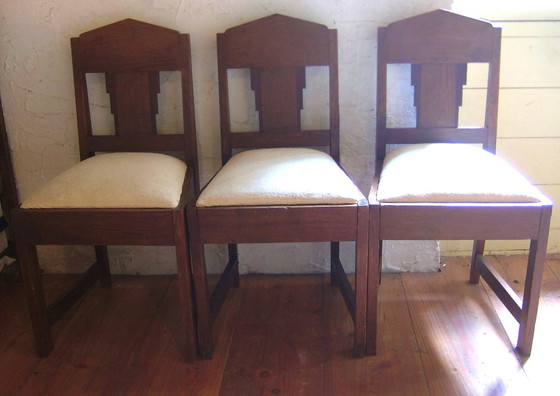 Image 1 of 3x Art Deco Haagse school bijzet stoelen