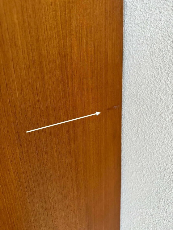 Image 1 of Vintage Deense Wandkast Tambour Deuren Teak