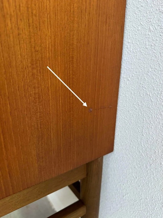 Image 1 of Vintage Deense Wandkast Tambour Deuren Teak