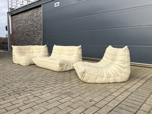 Ligne Roset Togo 1Zit, 2Zit & Hoek In Beige Leder