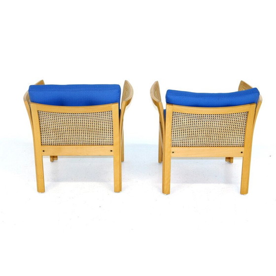 Image 1 of Paar vintage beuken en rotan fauteuils van Illum Wikkelso, 1980