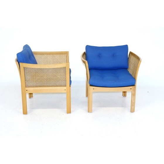 Image 1 of Paar vintage beuken en rotan fauteuils van Illum Wikkelso, 1980