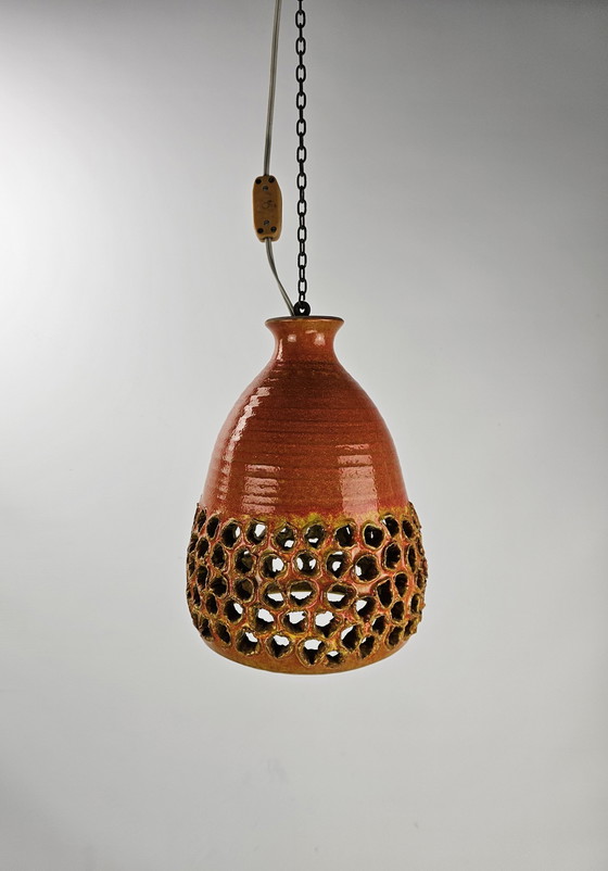 Image 1 of Keramiek Hanglamp Oranje Geel