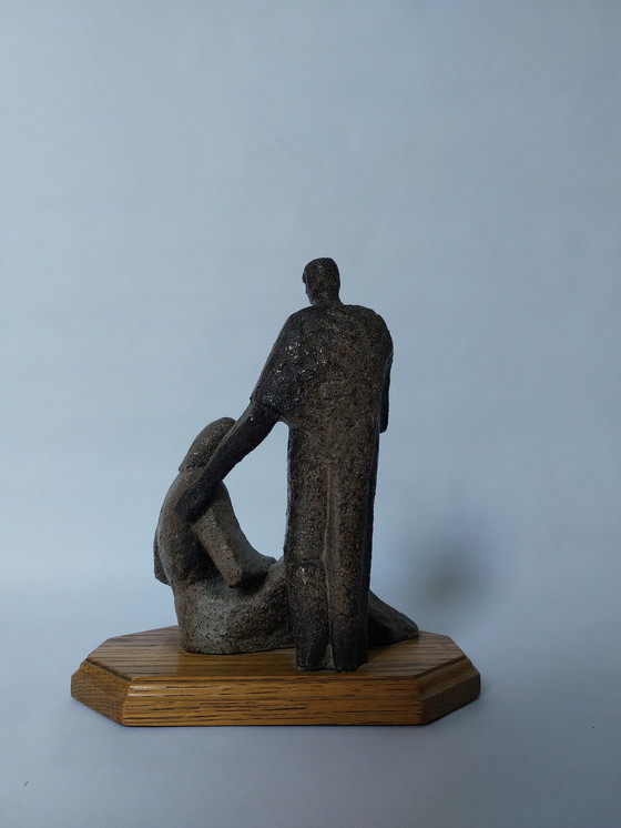 Image 1 of Steen- en houtsculptuur uit Mid Century