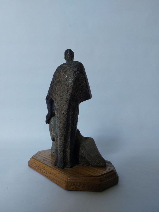 Image 1 of Steen- en houtsculptuur uit Mid Century