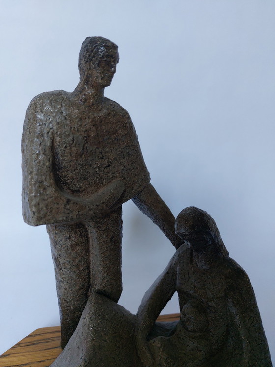 Image 1 of Steen- en houtsculptuur uit Mid Century