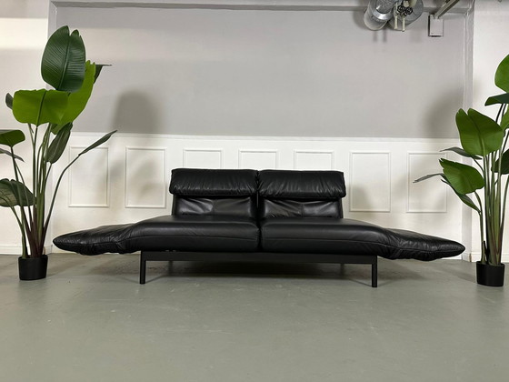 Image 1 of Rolf Benz Plura Leather Black Designer Sofa Tweezitsbank