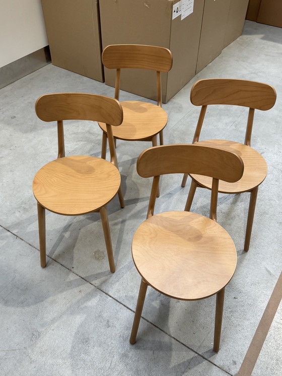 Image 1 of 6 Houten Eetkamerstoelen - Naturel Beukenhout