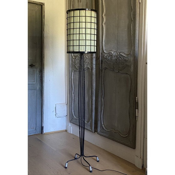 Image 1 of Vintage metalen kooi vloerlamp, 1950