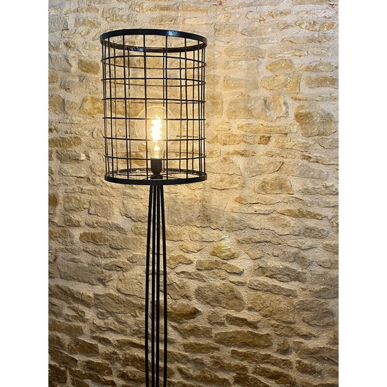 Image 1 of Vintage metalen kooi vloerlamp, 1950