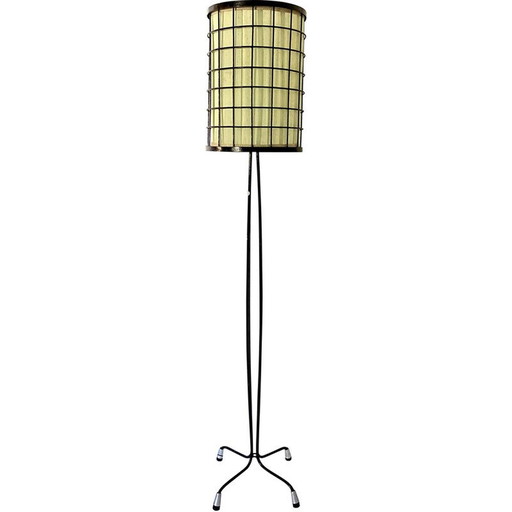 Vintage metalen kooi vloerlamp, 1950