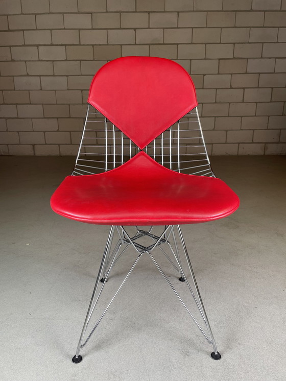 Image 1 of Vitra Eames Wire Chair Dkr-2 Chair Rood Leer